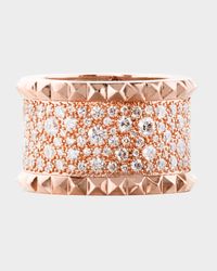ROCK & DIAMONDS 18K Rose Gold Ring with Diamonds, Size 6.5