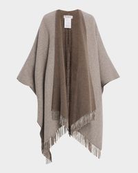 Reversible Metallic Herringbone Double Brushed Cashmere Poncho