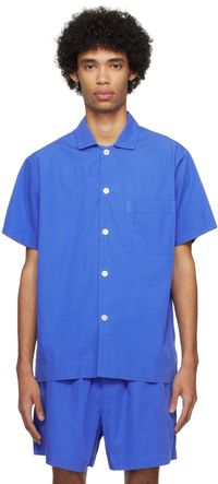Tekla Chemise de pyjama à manches courtes bleue