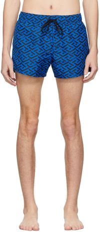 Versace Underwear Blue Greca Signature Swim Shorts