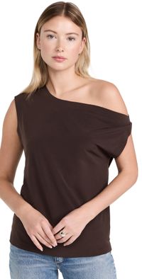 Norma Kamali Drop Shoulder Top Chocolate XS