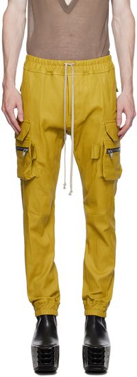 Rick Owens Yellow Mastodon Leather Pants