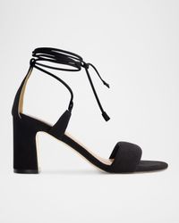 Suede Ankle-Wrap Block Sandals