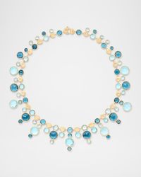 18K Yellow Gold Statement Round Topaz Choker Necklace