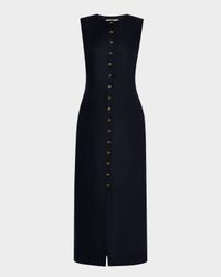 Sleeveless Button-Down Linen Midi Dress