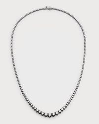 18K White Gold Necklace with Graduated Diamonds, 17"L, 10.17tcw