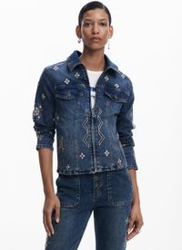 Desigual - Veste en jean brodée - Taille XL - Bleu