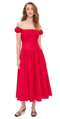 CAROLINE CONSTAS Augusta Drop Waist Dress High Risk Red XXS