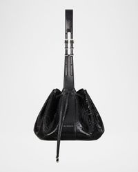 Pumpkin Medium Shoulder Bag in Embossed Leather
