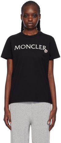 Moncler T-shirt noir à logo brodé