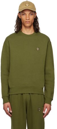 Maison Kitsuné Khaki Bold Fox Head Comfort Sweatshirt