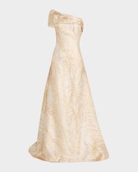 One-Shoulder Metallic Jacquard Gown