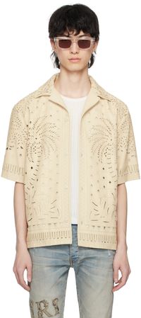 AMIRI Off-White Palm Tree Leather Shirt