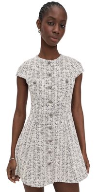 alice + olivia Shiloh Button Front Mini Dress Black/Off White 10