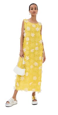 La Vie Style House Organza Floral Maxi A Line Yellow One Size