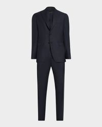 Men's Wool Micro-Plaid Two-Piece Suit
