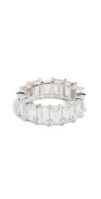 By Adina Eden Baguette Eternity Band Silver 8