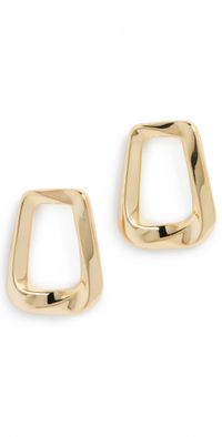 By Adina Eden Solid Open Curved Rectangular Stud Earrings Gold One Size