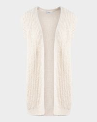 Summer Tweed Knit Open Long Vest
