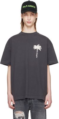 Palm Angels T-shirt gris à logo modifié