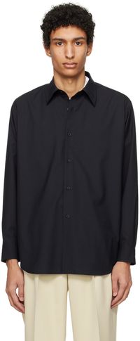 AURALEE Navy Spread Collar Shirt