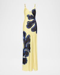Indigo Bloom Chain-Embellished Maxi Dress