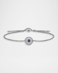 Cable Collectibles Evil Eye Bracelet with Diamonds and Sapphire in Silver, 11mm