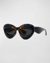 Men's Inflated Acetate-Nylon Cat Eye Sunglasses