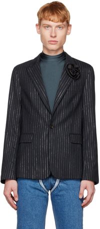 Coperni Veston bleu marine à appliqué fleuri