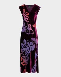 Toto Velvet Ombre Floral Midi Dress