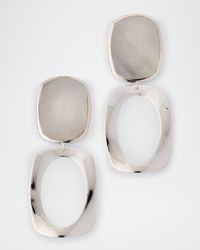 Rock Candy Sterling Silver Long Oval and Large Frame Post Earrings