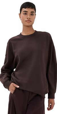 Tibi Cocoon Crew Neck Sweatshirt Brown XXS