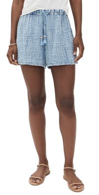 Faherty Dune Cotton Gauze Drawstring Shorts Light Indigo Wash S