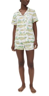 BedHead PJs Short Sleeve Cotton Knit Boxer Pajama Set Wine Country S