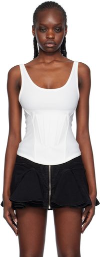 Mugler White Corseted Tank Top