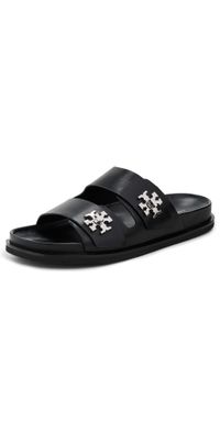 Tory Burch Turnlock Sport Slides Perfect Black 8.5