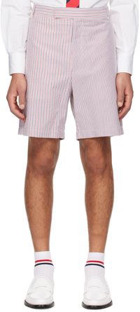 Thom Browne Short blanc et rouge à rayures