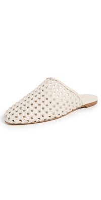 Larroudé Venice Macrame Flat Mules Ivory 5