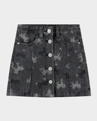 Girl's Bera Printed Denim Mini Skirt, Size 3T-6