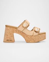 Fayence 95 Raffia Dual-Strap Platform Sandals