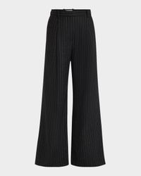 Pleated Pinstripe Wide-Leg Trousers