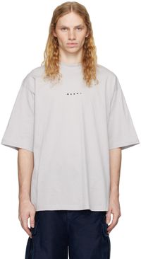 Marni T-shirt gris à logo imprimé