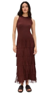SIMONMILLER Za Za Sleevless Knit Fringe Dress Choco Brown L