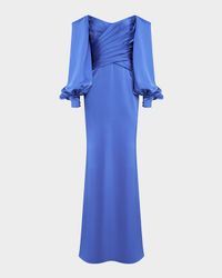 Milenia Pleated Off-Shoulder Gown