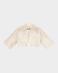 Girl's Promenade Faux Fur Bolero Jacket, Size 2-11