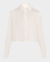 Silk Twill Crop Button-Down Shirt