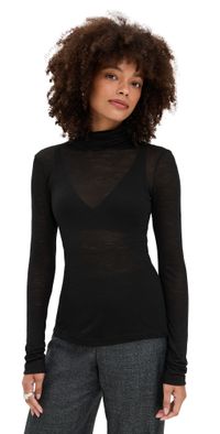 MEIMEIJ Long Sleeve Fitted Jersey Lana Turtleneck Black 42