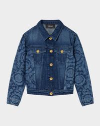 Kid's Lasered Denim Blouson Jacket, Size 6-14