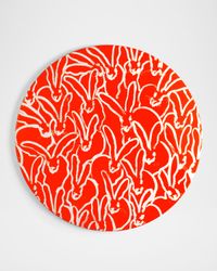 Rabbit Run Round Lacquer Placemat, Orange
