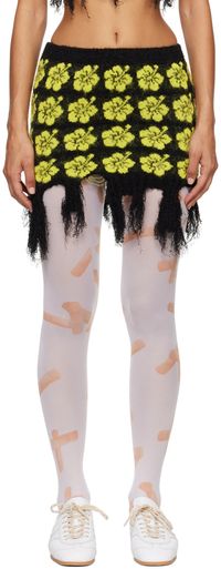 Ashley Williams Minijupe Ganguro noir et jaune à motif fleuri